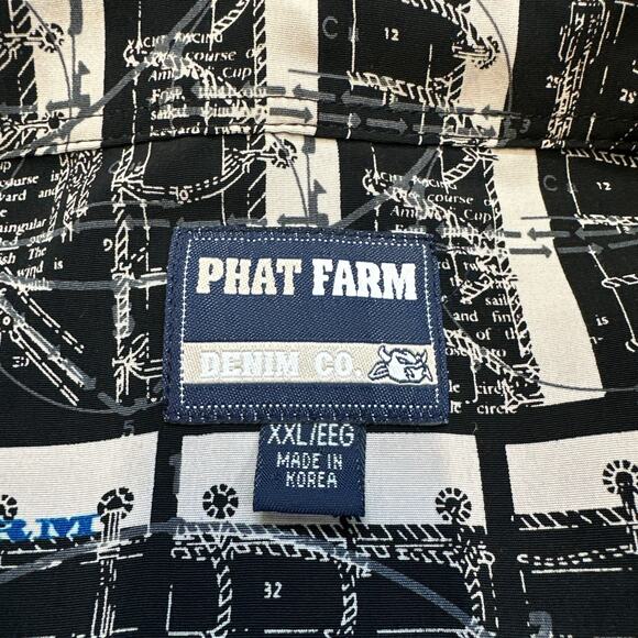 Phat Farm Shirt Mens XXL Black Nautical Ship Yacht Rope Knots Y2K Hip Hop - Picture 2 of 9
